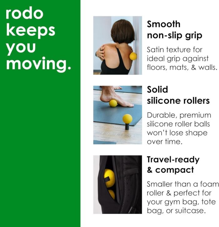Rodo 2-in-1 Soft Peanut & Lacrosse Ball Roller | Deep Tissue Massage Tool for Fascia, Plantar Fasciitis, HIPS & Back | Mobility & Recovery Roller | Compact, Travel-Friendly, Pilates, Therapy Ready - Image 5