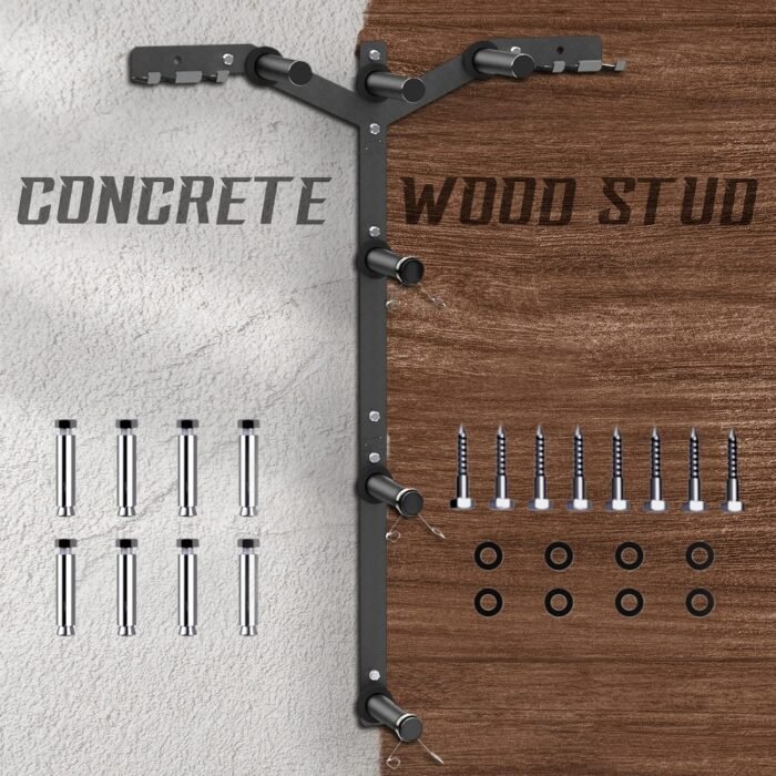 Yes4All 6 Pegs & 4 Barbell Storage Racks Load Up to 1190 LBS - Wall Mounted Weight Plate Tree & Barbell Holder - Image 6