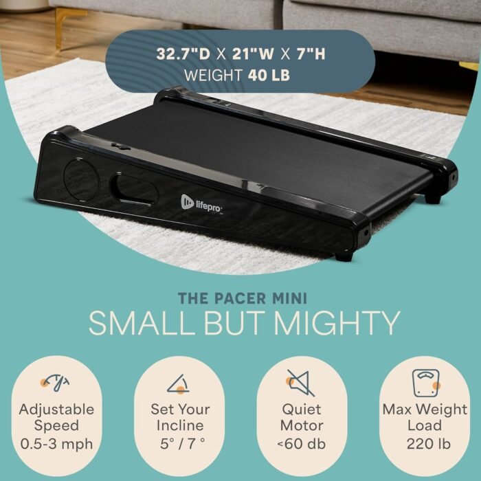 Lifepro Smallest Portable 30in Small Mini Walking Pad Treadmill Installation Free, Adjustable Incline, Under Desk Work Compact Treadmills for Home/Office - Max Load 220Lbs & Speed 3MPH - Image 6