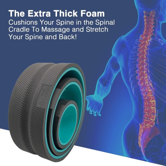 Back Roller Wheel- Foam Padded Back Stretcher Wheel with Center Spine Cradle-Back Pain & Stretching- Deep Tissue Massage Roller (Set of Four) - Image 4