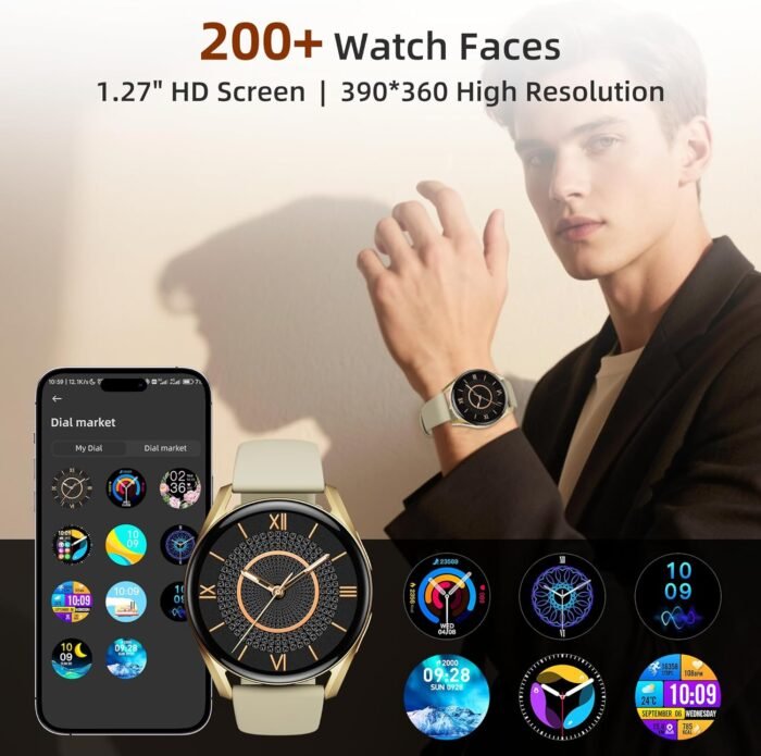 Bebinca Smartwatch for Women, 1.27" IP68 Waterproof Fitness Tracker with Call Function, Heart Rate Monitor, SpO2, Sleep Tracking & Pedometer, Zinc Alloy Case, Compatible with iPhone & Android - Image 7