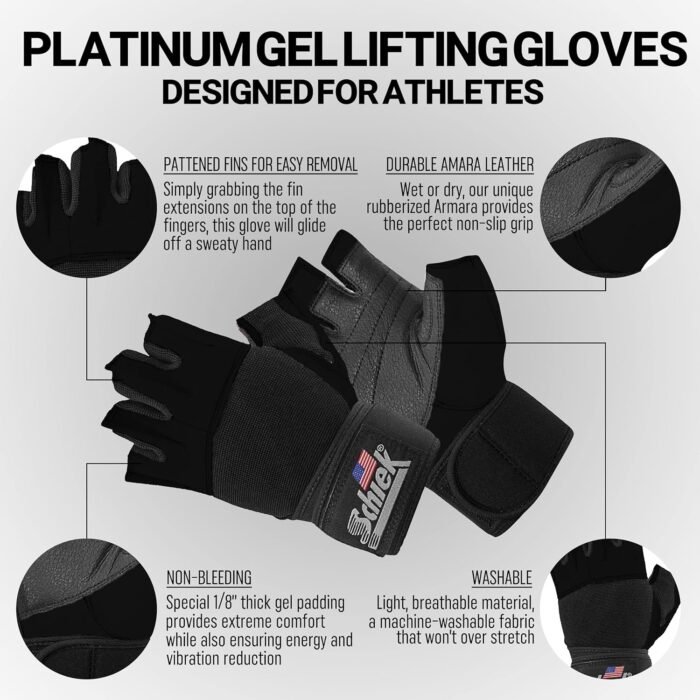 Schiek Sports 530 Platinum Lifting Gloves with Gel Pad - Amara Leather Weightlifting Gloves for Women and Men - Image 3