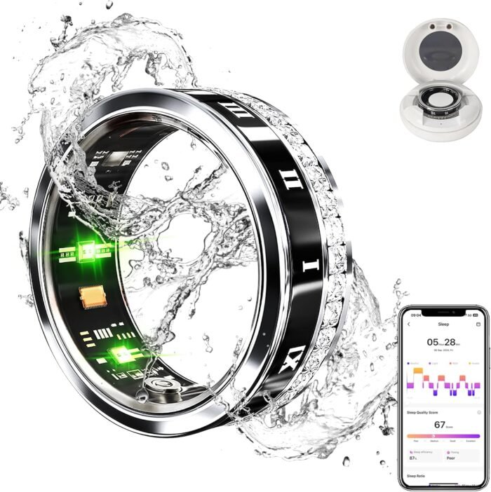 Smart Ring for Women & Men | IP68 Waterproof Fitness Tracker |Sleep Tracking Heart Rate Blood Oxygen Healthy Monitor Monitor | Activity/Steps/Calories | for iOS & Android (Inky, 9#) - Image 2