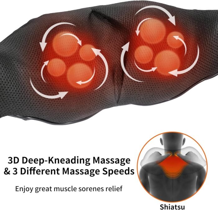 Electric Shiatsu Neck and Back Massager with Heat, 3D Shoulder Massager, Deep Tissue Kneading Massage Pillow for Leg, Body Muscle Pain Relief, Gifts for Men,Women,Mom & Dad (NOT Cordless) - Image 7