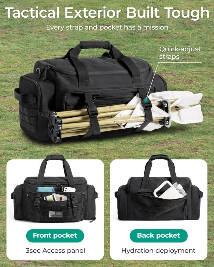 BAGSMART Tactical Gym Bag for Men, 22L Duffle Bag for Travel with Shoe Compartment, 4 in 1 Personal Item Tactical Backpack with 40oz Water Bottle Holder, Forest Camo - Image 7