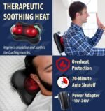 Zyllion Shiatsu Back and Neck Massager with Heat (FSA HSA Eligible) Cordless Rechargeable 3D Electric Kneading Deep Tissue Massage Pillow for Muscle Pain Relief on Shoulder, Leg, Foot ZMA-13RB - Image 7