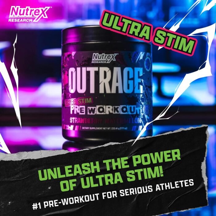 Outrage Ultra HIGH STIM Pre-Workout Powder for Men | 400mg Caffeine, L-Citrulline, Beta-Alanine, Creatine | Extreme Energy, Focus, Strength & Endurance (30 Servings, Strawberry Watermelon) - Image 3