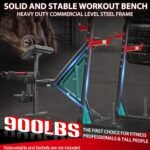 OPPSDECOR 9 in 1 Adjustable Weight Bench Set with Squat Rack 900LBS Bench Press with Leg Extension & Leg Curl Multi-Function Full Body Workout Benches for Home Gym with Safety Bar Catches & V-Handle - Image 4