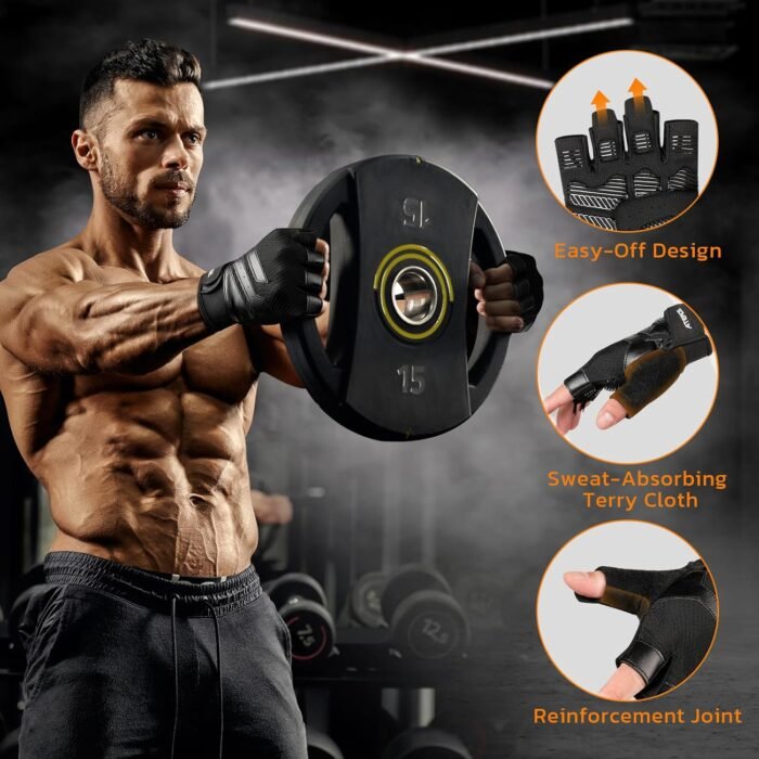 ATERCEL Gym Workout Gloves for Men and Women, Weight Lifting Gloves with Excellent Grip, Lightweight Fitness Gloves for Training, Cycling, Pull Ups, Exercise, Climbing, Rowing and Weightlifting - Image 7