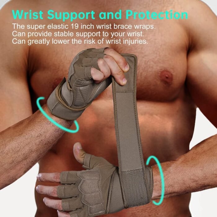 Mens Workout Gloves for Weight Lifting - Exercise Gloves for Men Women With Wrist Wrap Support, Palm Protection and Grips - Sport Daily Use - Image 8