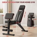 Foldable Weight Bench, Adjustable Workout Bench with Leg Extension, Preacher Pad, Extended Headrest, Space-saving Banco de Pesas for Home Gym, 800lbs Full Body Workouts Strength Training - Image 9