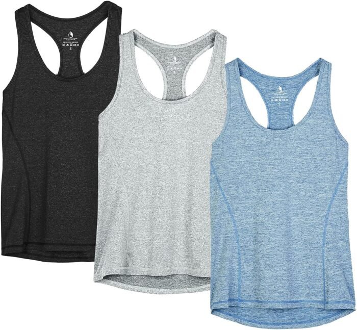 icyzone Women's Racerback Workout Athletic Running Tank Tops (Pack of 3) - Image 2