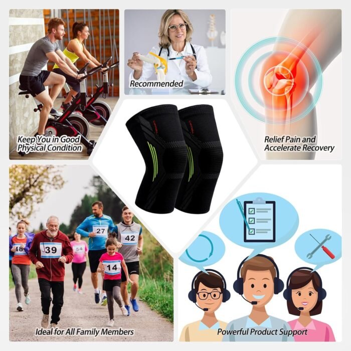 Knee Brace for Women & Men - UFITVELL 2 Packs knee compression sleeve for Knee Pain, Ideal for Gym, Running, Basketball, volleyball, Yoga, Support Meniscus Tear, swelling & Arthritis Pain Relief - - Image 5