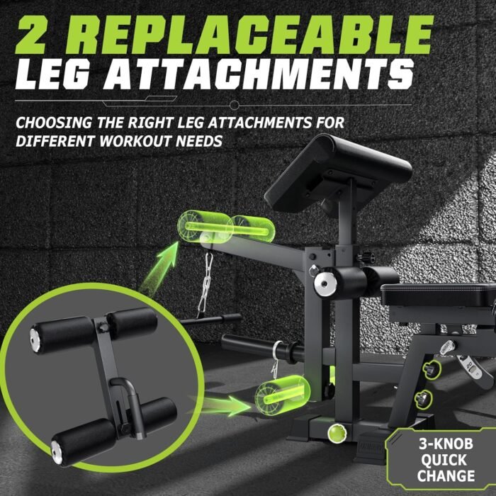 Weight Bench, Workout Bench for Home Gym with 1200 LBS Capacity, Adjustable Weight Bench with Heavy Duty Leg Extension and Preacher Pad, Gym Bench Incline Flat Decline for Bench Press Full Body Strength Training - Image 5