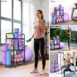 Home Gym Storage Rack Exercise Equipment Storage Organizer for Yoga Mat Dumbbells Kettlebells Foam Roller Yoga Strap & Resistance Bands, Ideal Yoga Mat Holder & Workout Equipment Organizer - Image 3