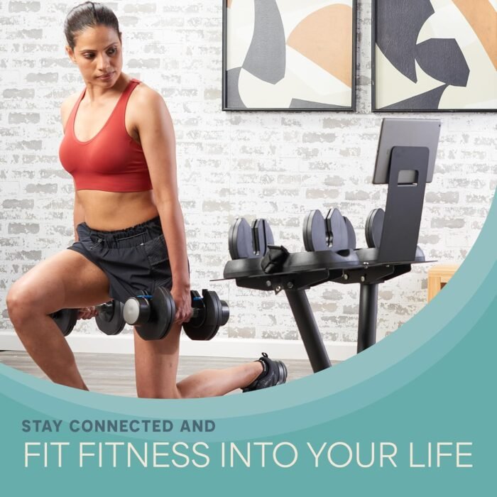 Lifepro Adjustable Dumbbell Stand Rack - Compatible with PowerFlow Plus, PowerUp Plus, and for More Brands- Phone Holder, featured Castors - Home Gym Storage and Convenient Strength Training - Image 9