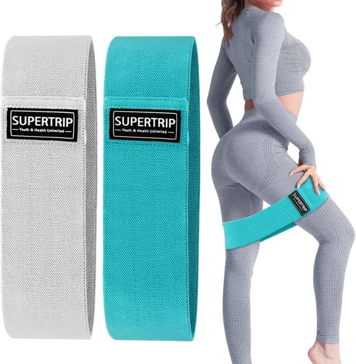 Supertrip Fabric Resistance Bands for Legs and Butt Non-Slip Booty Bands Set for Women/Men Exercise Loop Bands Elastic Workout Fitness Bands Wide Strength Bands - Image 2