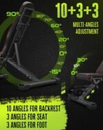 Adjustable Weight Bench for Bench Press, 880LBS Stable Workout Bench with Bench Press Rod/Extended Head, Foldable Weight Benches for Home Gym, Incline/Decline 90 Degree Bench Exercise Bench (Black) - Image 6