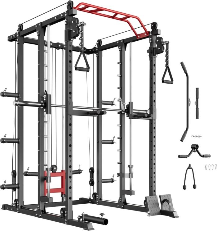 Fitness Deep Squat Machine with Cable Crossover System and Multi-Function Squat Rack Power Cage for Home Gym. - Image 2