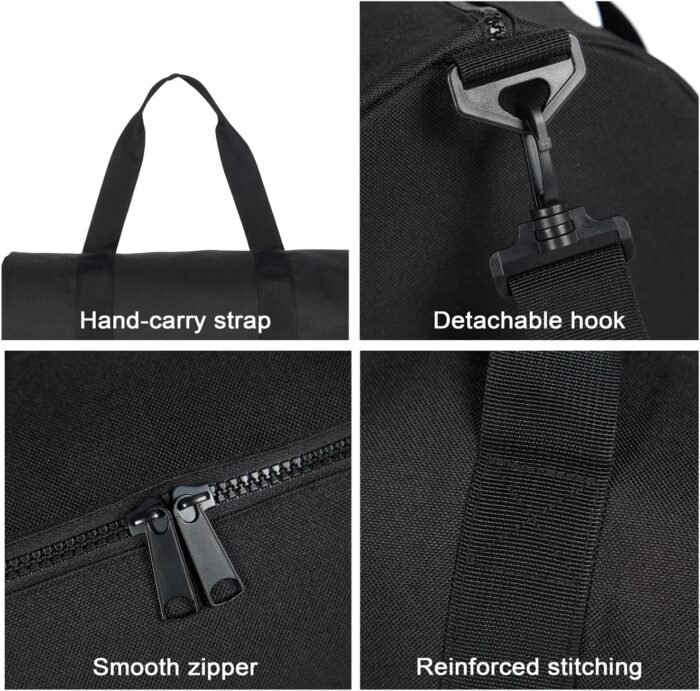 Small Gym Bag Duffel Bag for Women Men Fitness Sports Bag Workout Adjustable Detachable Shoulder Strap Lightweight Carry on Travel Duffle Bag (Black, 15" / Mini / 12L) - Image 6
