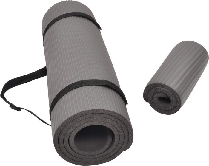 All Purpose 1/2-Inch Extra Thick High Density Anti-Tear Exercise Yoga Mat and Knee Pad with Carrying Strap, Multiple Colors - Image 2