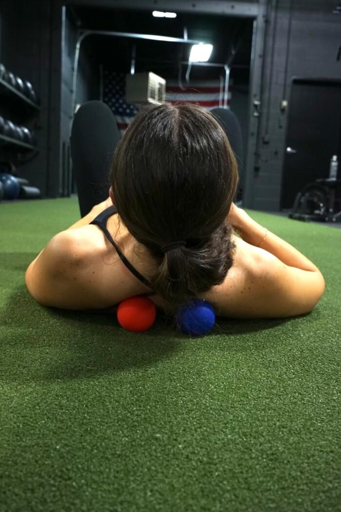 Lacrosse Massage Balls for Trigger Point Therapy, Muscle Knots, Yoga, Myofascial Release - Contains Pair of 2 Balls and Mesh Carrying Bag (Red and Blue) - Image 7