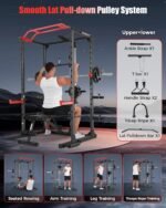 OPPSDECOR Power Cage, Multi-Function Power Rack with Adjustable Cable Pulley System, Squat Rack with Pull-up Bar, J-Hooks, More Training Attachment for Home Gym - Image 3