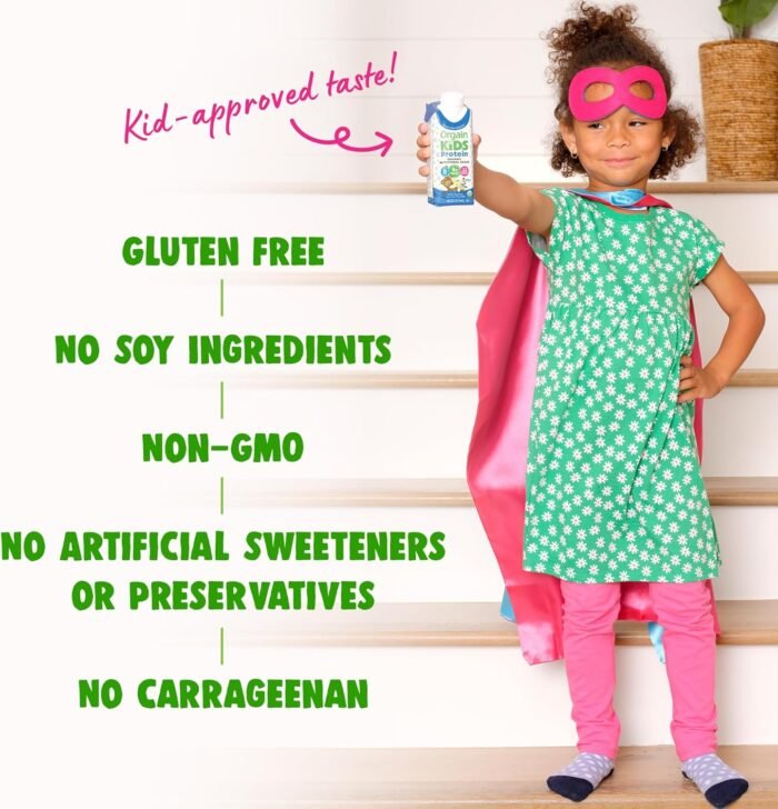 Orgain Organic Kids Protein Nutritional Shake, Vanilla - 8g of Protein, 22 Vitamins & Minerals, Fruits & Vegetables, Gluten Free, Soy Free, Non-GMO, 8.25 Oz, 12 Ct (Packaging May Vary) - Image 8