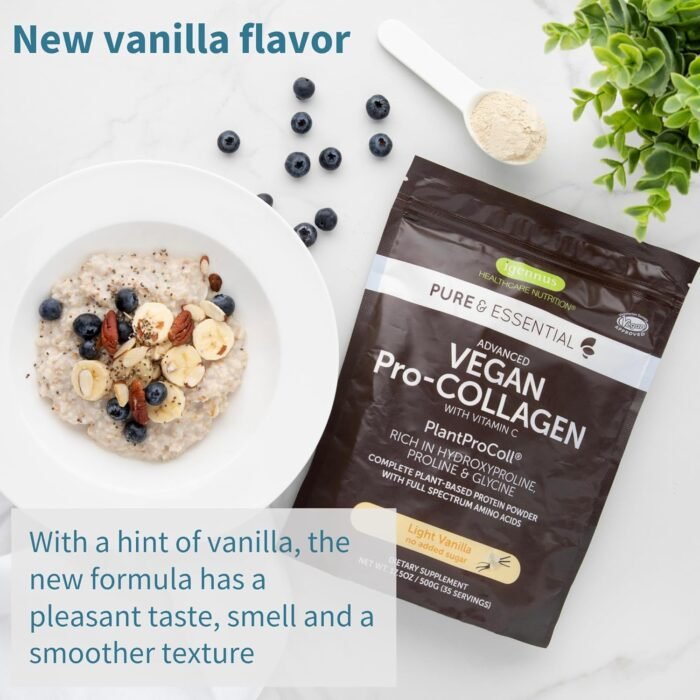 Advanced Vegan Vanilla Collagen Peptide Powder, Enhanced with Glycine, Proline & Hydroxyproline & Cofactor Vitamin C, Non GMO, Vegetarian Plant Based Collagen Powder Booster, 35 Servings, by Igennus - Image 3