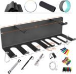 Resistance Bands Rack Wall Mount Home Gym Equipment Storage Rack for Resistance Bands, Jump Ropes, Yoga Mat, Foam Roller, Chains, 16.5", Black - Image 3