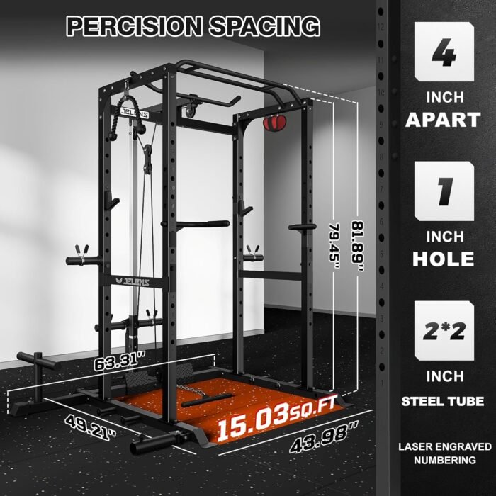 S21 Power Cage, Multi-Function Power Rack with Adjustable Cable Crossover System, 2000LBS Squat Rack for Home Gym with More Training Attachments - Image 10