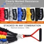 Coolrunner 14 PCS Resistance Bands Set, Exercise Tubes, 20lbs to 40lbs Workout Bands with Handles Protective Nylon Sleeves Door Anchor Ankle Strap, Elastic Exercise Bands for Men Women - up to 150lbs - Image 5