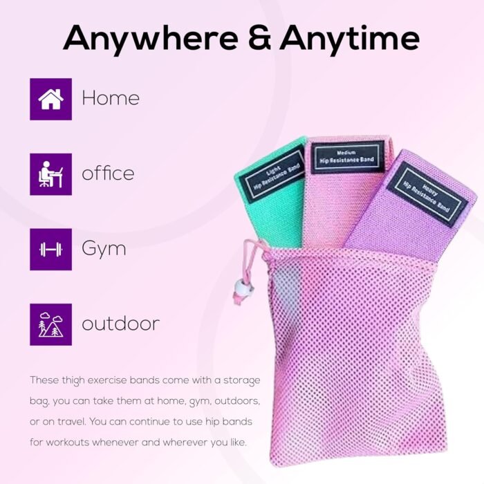 Perfect Stix Booty Bands - 3 Difficulties - Fabric Resistance Bands Set. Non Slip Stretch Bands. Exercise Bands for Legs and Butt. Includes a Pink Mesh Traveling Bag - Image 6