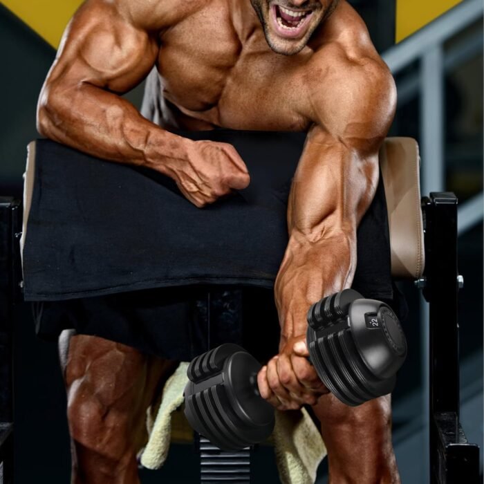 Adjustable Dumbbell Set with 8 Black Plates and Handle Bar, Rubber Coated Dumbbell with Two-Ways Regulation - Image 4
