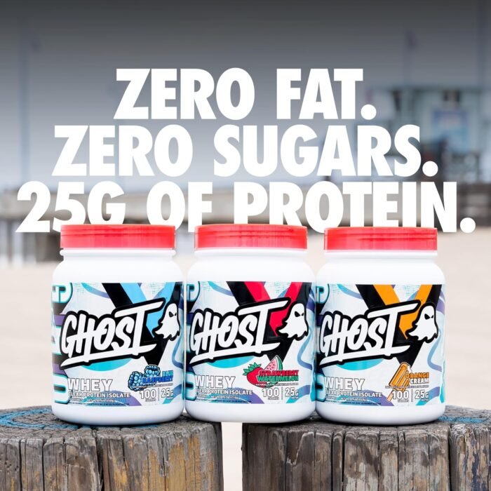 GHOST Clear Whey Isolate Protein Powder, Strawberry Watermelon - 1.57 LB Tub, 25G of Whey Protein - Post Workout Drink for Muscle Gain & Recovery – Sugar Free, Soy Free & Zero Fat, 20 Servings - Image 6