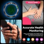 Smart Ring for Men Women - 2025 AI Fitness Tracker with Blood Oxygen/Sleep/Meditation/Heart Rate/Stress, Women's Health, Air Shutter, 5ATM Waterproof, Android & iOS Compatible (Black, #8) - Image 3