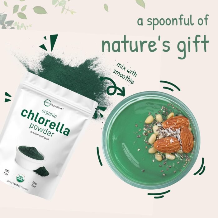 Micro Ingredients Organic Chlorella Powder, 20 Ounces | Broken Cell Wall for Complete Absorption | Raw Superfood Supplement, Rich in Protein & Vitamins | Non-GMO, Vegan, Non-Irradiated - Image 8