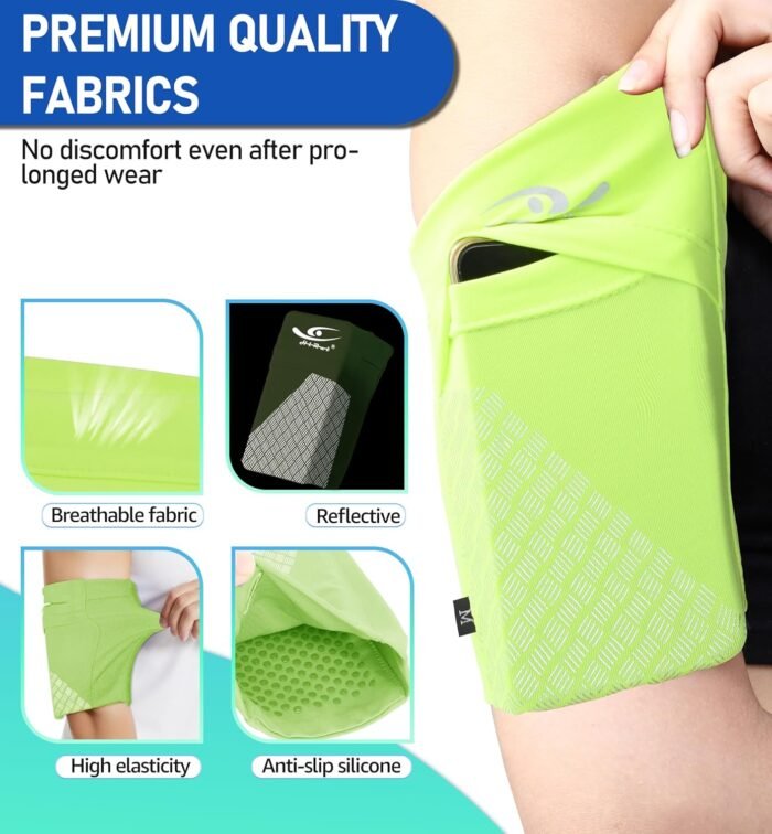 HiRui Universal Sports Armband Cell Phone Armband Sleeves Running Armband for Exercise Workout, Compatible with iPhone 16/16Plus/Pro/15/15Plus/14/13 Samsung Galaxy All Phones (Medium, Bright Yellow) - Image 4