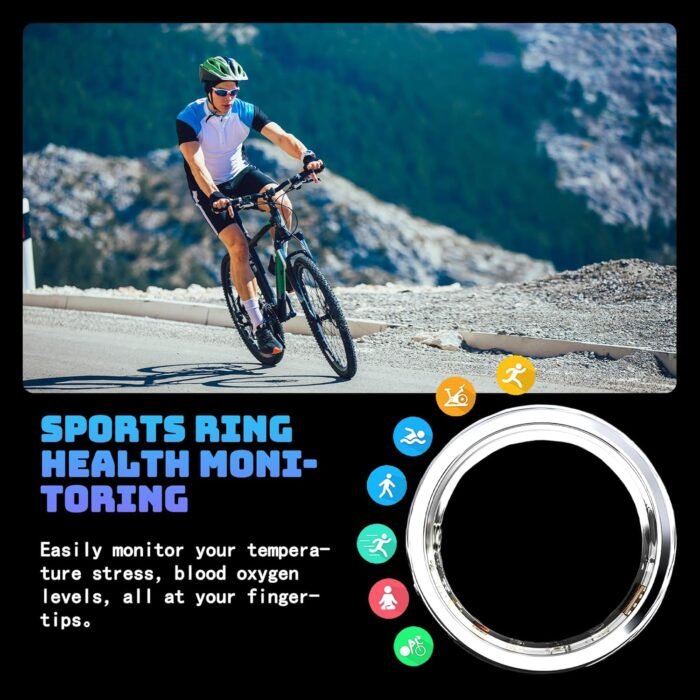 Smart Ring for Women & Men | IP68 Waterproof Fitness Tracker |Sleep Tracking Heart Rate Blood Oxygen Healthy Monitor Monitor | Activity/Steps/Calories | for iOS & Android (Inky, 9#) - Image 9