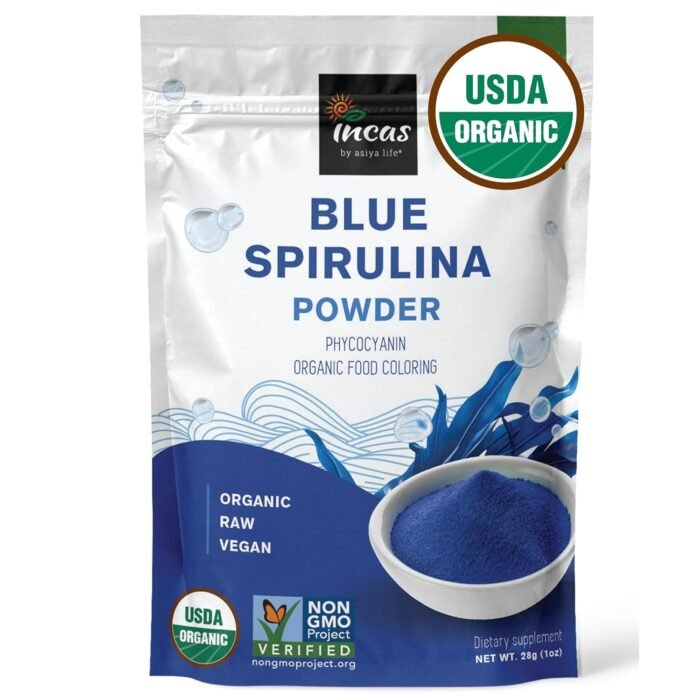 USDA Organic Blue Spirulina Powder (Phycocyanin Extract), No Fishy Smell, 100% Vegan Protein from Blue-Green Algae, 28 Servings, Natural Food Coloring for Smoothies, Baking & Drinks (1 Ounce) - Image 2