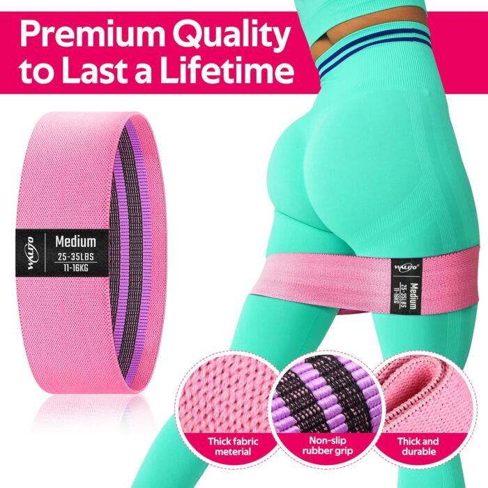 WALITO Resistance Bands for Working Out, Fabric Exercise Bands for Legs and Butt, Workout Bands for Women and Men, Booty Band for Yoga Starter Set, Pilates, Rehab, Fitness and Home Workout - Image 3