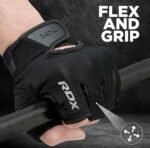 RDX Weight Lifting Gloves Gym Fitness Workout, Anti Slip Palm Protection Half Finger Exercise Glove for Powerlifting Deadlifting Bodybuilding Calisthenics Cycling Rowing Climbing Training, Men Women - Image 9