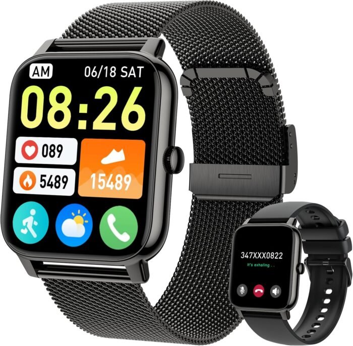 Smart Watch for Women Men Fitness: (Make/Answer Call) Bluetooth Smartwatch for Android Phones iPhone Waterproof Outdoor Sport Digital Running Watches Health Tracker Heart Rate Monitor Step Counter - Image 2