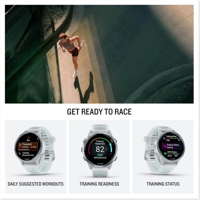 Garmin® Forerunner® 570, 42mm, Advanced GPS Running and Triathlon Smartwatch, AMOLED Display, Training and Recovery Features, Cloud Blue Aluminum with Translucent Whitestone/Cloud Blue Band - Image 5