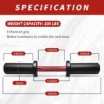 16" Olympic Dumbbell Handle, Loadable Dumbbells for 2-inch Olympic Weight Plates, Dumbbell Bar for Home Gym Strength Training, 2 Pair of Spring Collars Included - Image 3