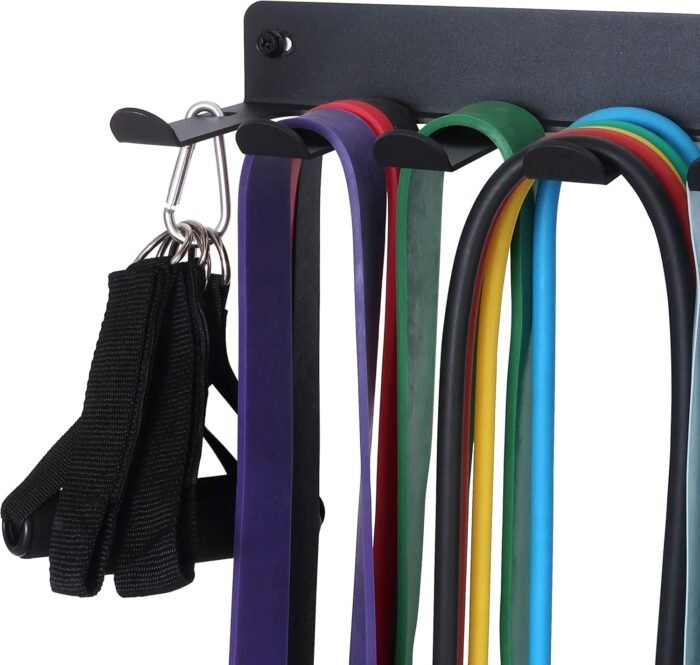 Gym Storage Rack Resistance Band Rack Wall Mount Barbell Rack Heavy Duty Home Gym Storage Rack for Gym Equipment, Exercise Bands, Lifting Belts and Jump Ropes, Gym Accessories - Image 5