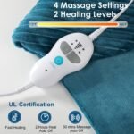 Heating Pads for Back Pain Relief,Wearable Electric Heating Pad with Massager, 24"x35" Extra Large Heated Pad for Neck and Shoulders Cramps,Auto-Shut Off,Machine Washable (Teal) - Image 6