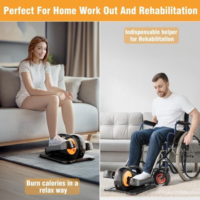 Under Desk Elliptical Machine, Ellipse Leg Exerciser While Sitting for Seniors Adults, Quiet & Portable Fully Assembled Foot Pedal Exerciser at Home with Remote Control, Exclusive Office Silent Mode - Image 7