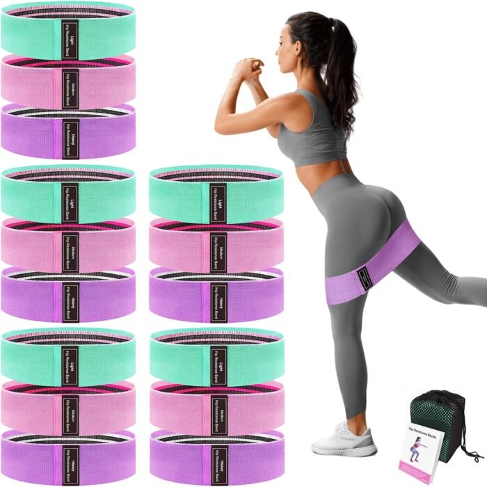 15 Pcs Non-Slip Fabric Resistance Bands for Women & Men - Booty Bands Set for Legs, Butt, Glute Workouts at Home Gym, Yoga, Pilates - Image 2