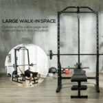Soozier Power Cage, Multi-Functional Power Rack with Cable Pulley System, 15-Level Squat Rack, Pull up Stand and Push up Stand, for Home Gym Workout - Image 7
